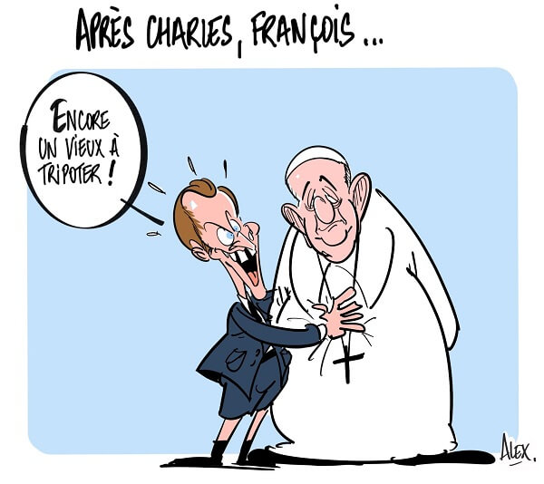 Venue du pape à Marseille, une autre occasion pour Macron de tripoter un vieux.
