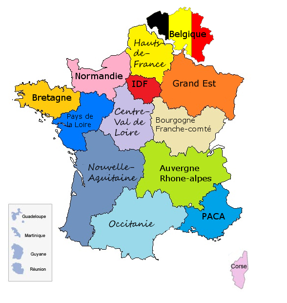 Carte du jeu : France et Belgique